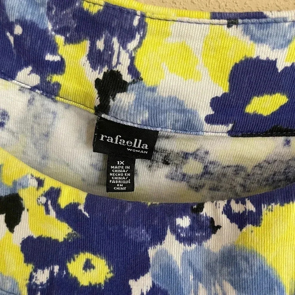 𝅺Rafaella‎ Floral Blouse 1X blue and yellow - Picture 3 of 4